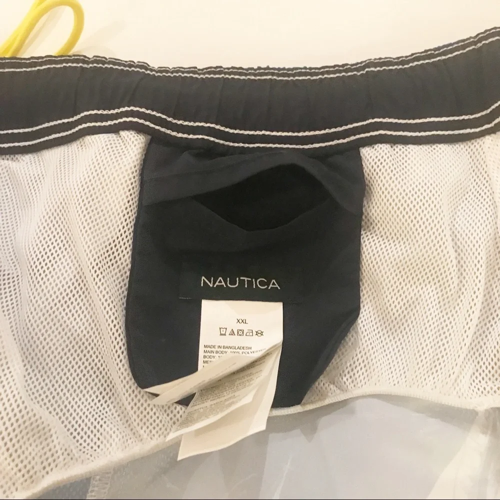 Nautica Vintage Sailboat Print Quick Dry Lined Swim Shorts Blue White Sz XXL NWT